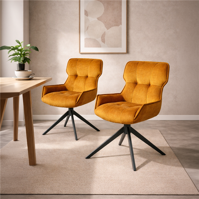 Söögitool Filetino, 360 kraadi pööratav, sinepivärvi, H89x63.5x55cm, istumisosa kõrgus 50cm