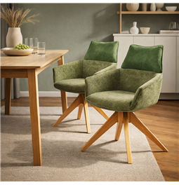 Обеденный стул Fango 37, вращающийся на 360 градусов, зеленый/натуральный, H89x63.5x55cm, высота сиденья 49cm