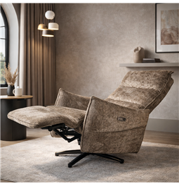 Electric recliner Amandy cremona-24 K, 2 motors, brown, rotatable 360 degrees, H74-110x76x90-158cm, seat height 40-51cm