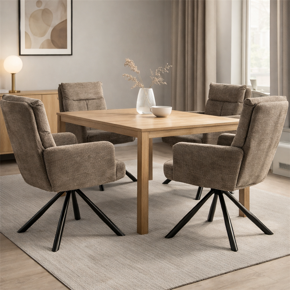 Söögitool Arringo 20K, hallikaspruun, 180 kraadi pööratav, H93.5x67x57cm, istumisosa kõrgus 50cm