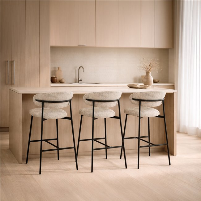 Bar chair Landsem 1038-3, beige grey, H104x52x50.5cm, seat height 75cm