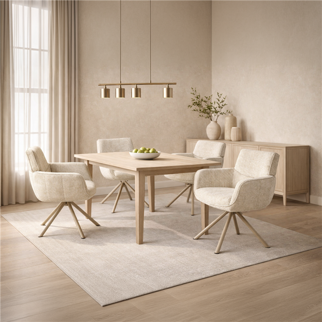 Dinning chair Lappi, rotatable 180 degrees, taupe/ivory, H86x65x61cm, seat height 50.5cm 