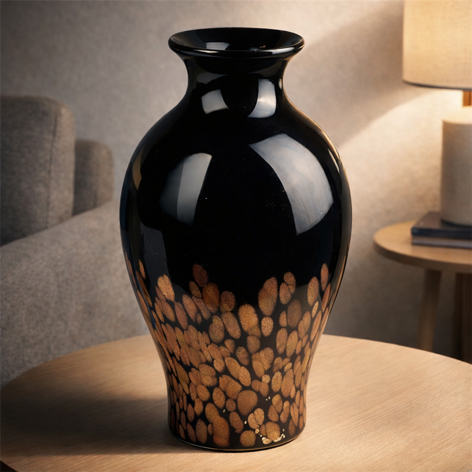 Ваза Dorn, стекло, черный/коричневый, H33cm, D17cm