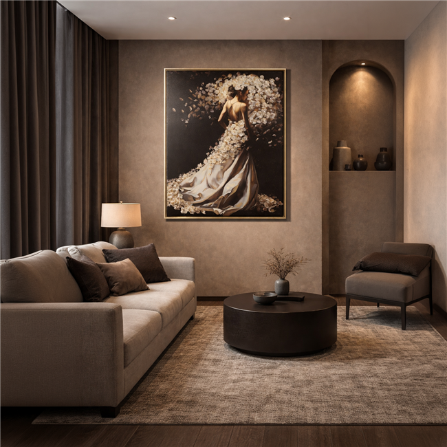 Canva Lady in white, 120x90x4cm