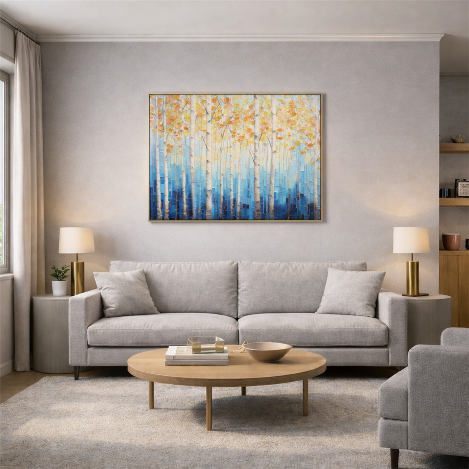 Canva Golden birches, 100x80x3.5cm