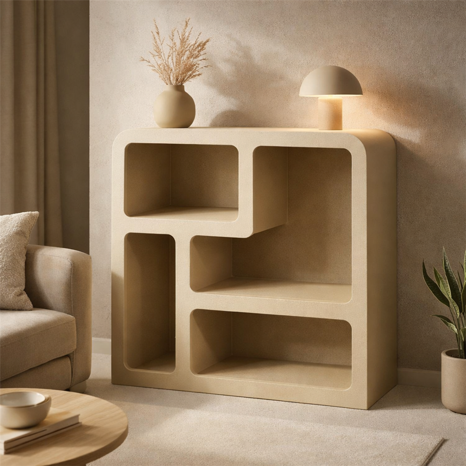 Etagere Soleya 4 medium beige, MDF, H85x75x30cm