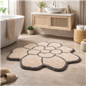 Bathmat Flower, beige/dark gray, 75x75cm