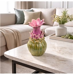 Vaas Pink, keraamika, roheline/roosa, H27.5x14.5x14.5cm