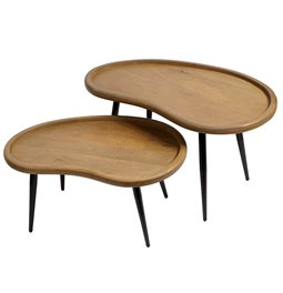 Side table set 2 Sagonne, mango wood/metal, 70x38cm H40cm, 60x36cm H30cm
