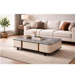 Kohvilaud Saraso, MDF/pähklispoon/marmor/metall, 130x70cm H40cm