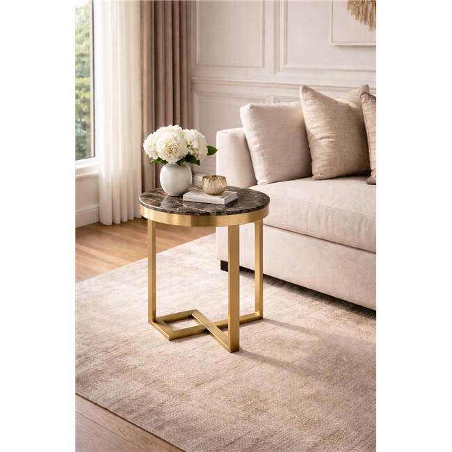 Külglaud Ediston ST, tehismarmor/roostevaba teras, D50cm H55cm