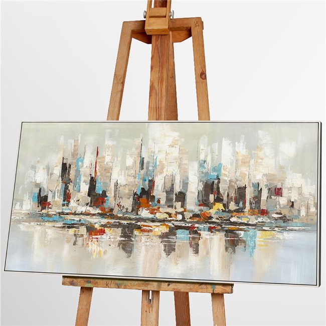 Lõuendimaal Orange and Teal Skyline, 70x140cm