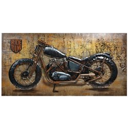 Seinadekoor Black Motocycle, metallist, 140x70cm