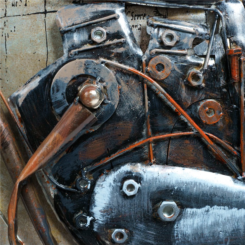 Seinadekoor Black Motocycle, metallist, 140x70cm