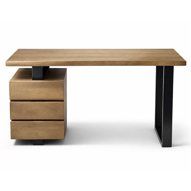 Kirjutuslaud Sario 3 sahtliga, mangopuit/metall, H78x135x60cm