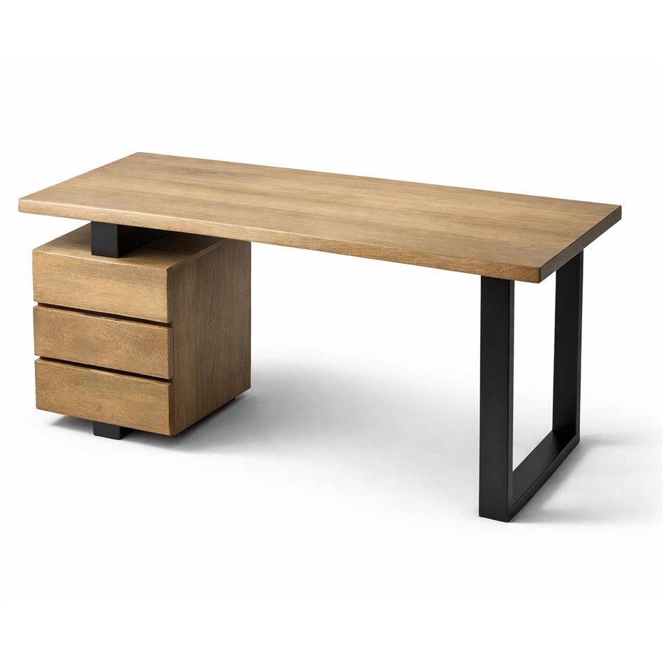 Kirjutuslaud Sario 3 sahtliga, mangopuit/metall, H78x135x60cm