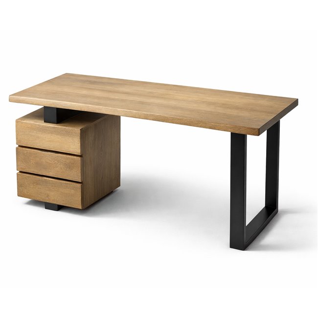 Kirjutuslaud Sario 3 sahtliga, mangopuit/metall, H78x135x60cm