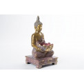 Tealight holder Buddha, golden glitter, 10x18x9cm