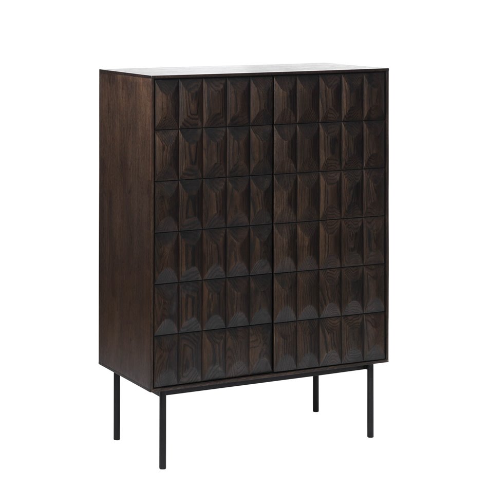 Cabinet Ulatin, dark espresso color, oak veneer/solid oak, H130x90x45cm