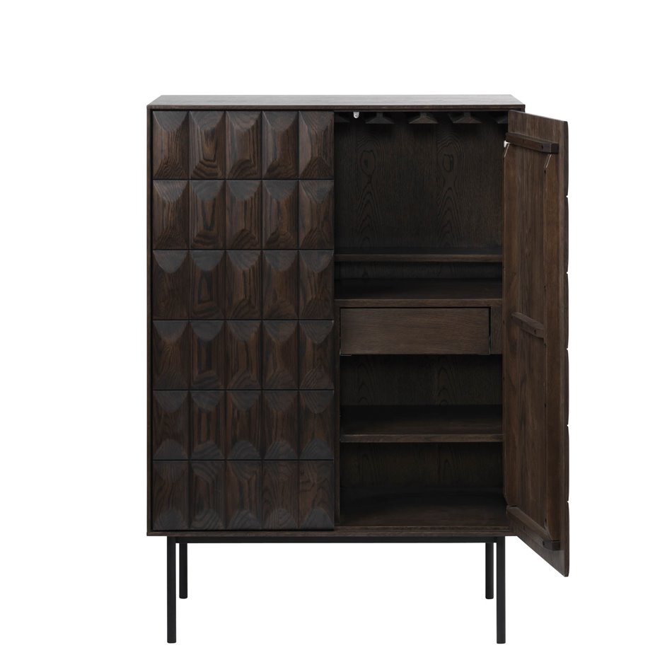 Cabinet Ulatin, dark espresso color, oak veneer/solid oak, H130x90x45cm