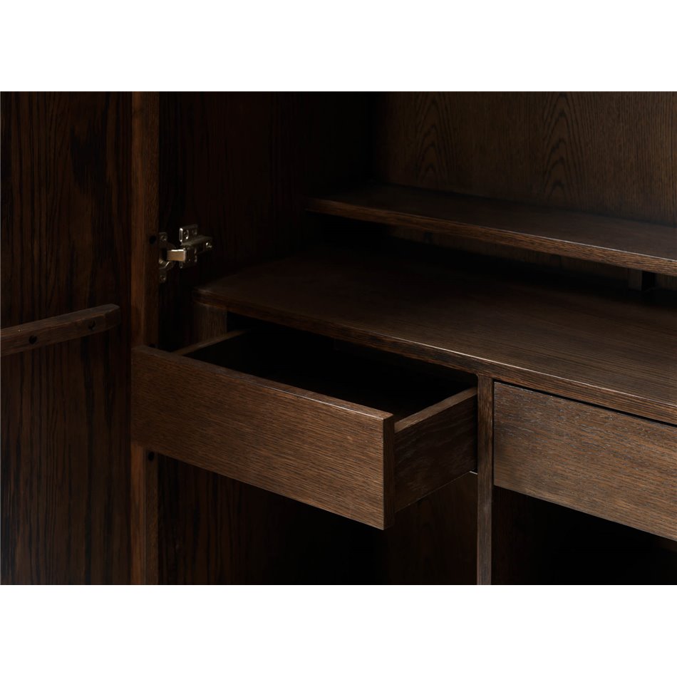 Cabinet Ulatin, dark espresso color, oak veneer/solid oak, H130x90x45cm