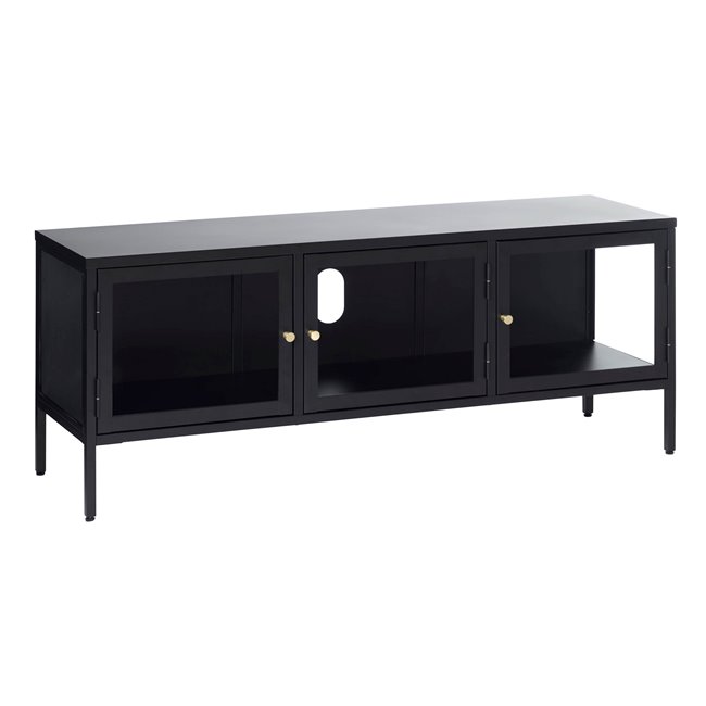 TV table Ukarmel, black, steel/tempered glass, H52x132x40cm
