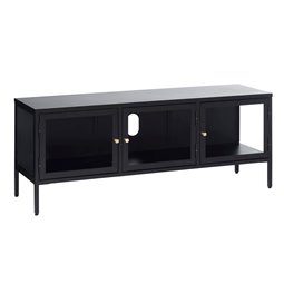TV table Ukarmel, black, steel/tempered glass, H52x132x40cm