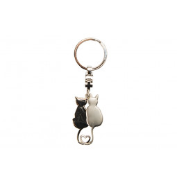 Keychain Katzenliebespaar, metal, 10cm