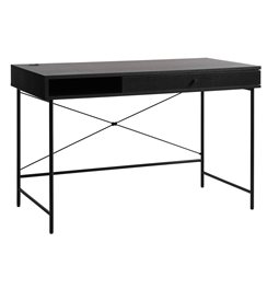 Office table Usakola, black, MDF/metal, H76x120x60cm