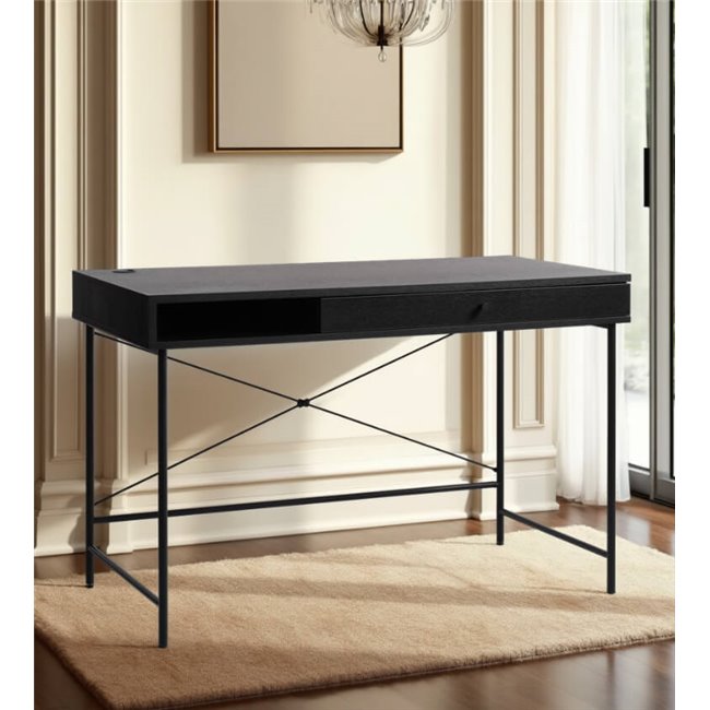 Office table Usakola, black, MDF/metal, H76x120x60cm