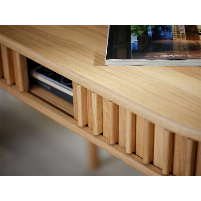 TV table Ukarno, natural color, oak veneer/solid oak, H48x160x45cm
