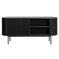 Chest of drawers Usien, black, oak veneer/solid oak, H73x160x45cm