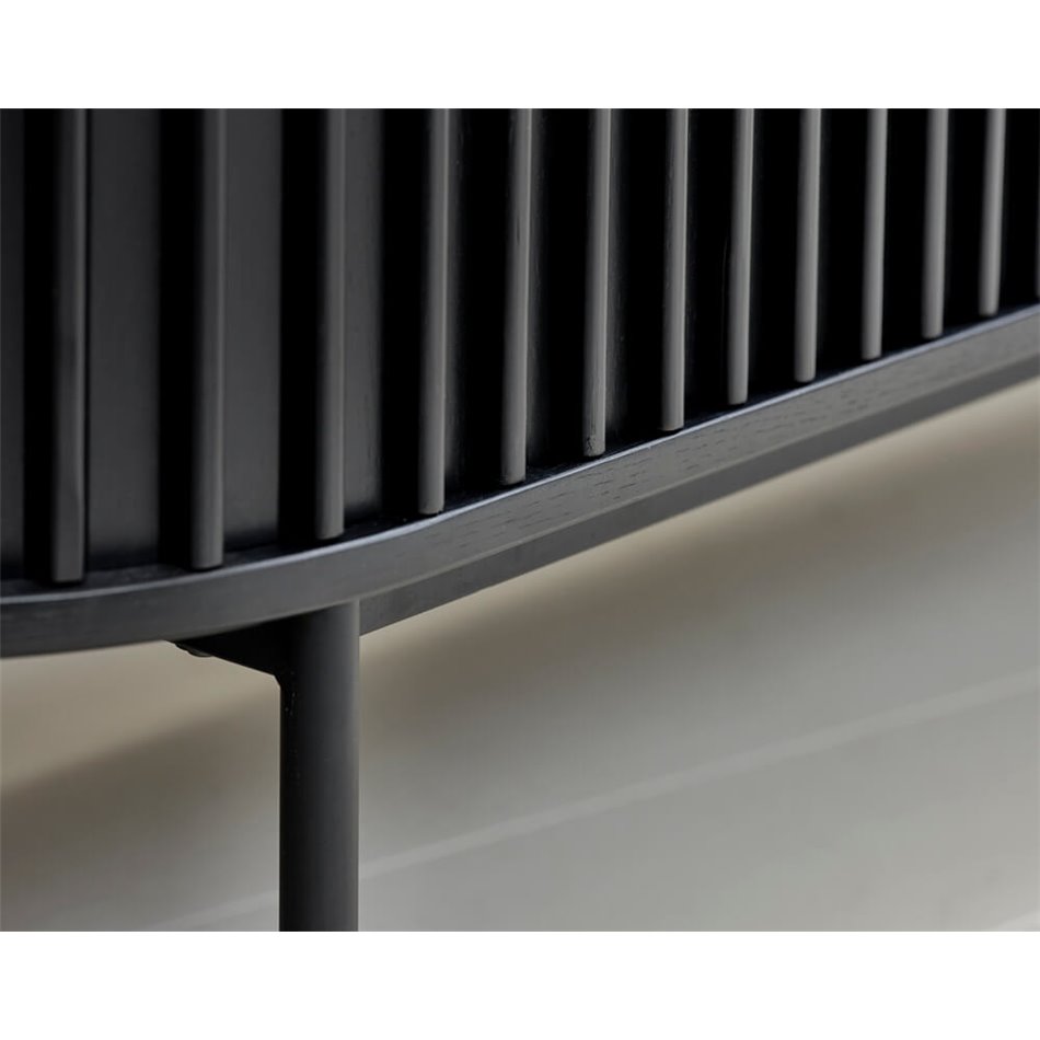 Chest of drawers Usien, black, oak veneer/solid oak, H73x160x45cm