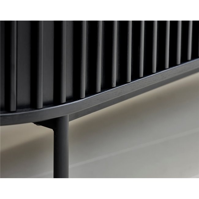 Chest of drawers Usien, black, oak veneer/solid oak, H73x160x45cm