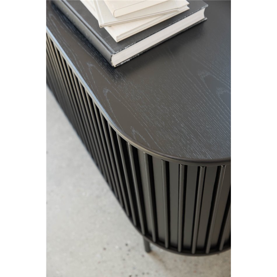 Chest of drawers Usien, black, oak veneer/solid oak, H73x160x45cm