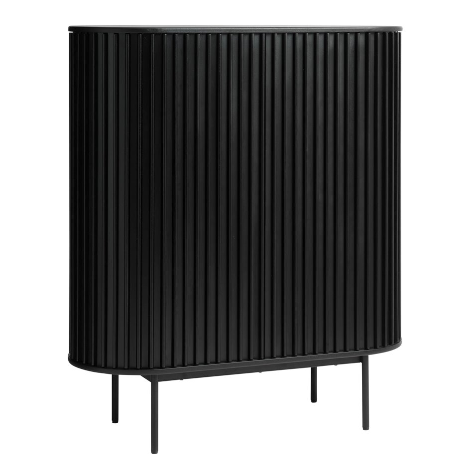 Cabinet Usien, black, oak veneer/solid oak, H125x110x45cm