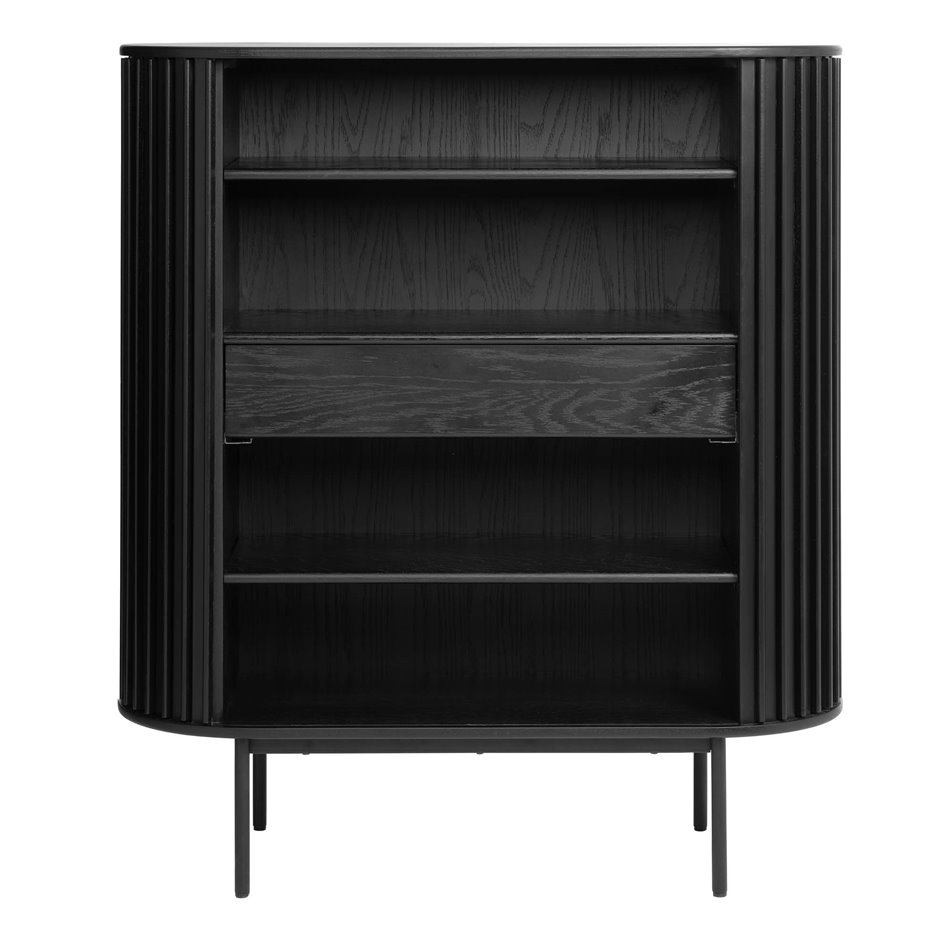 Cabinet Usien, black, oak veneer/solid oak, H125x110x45cm