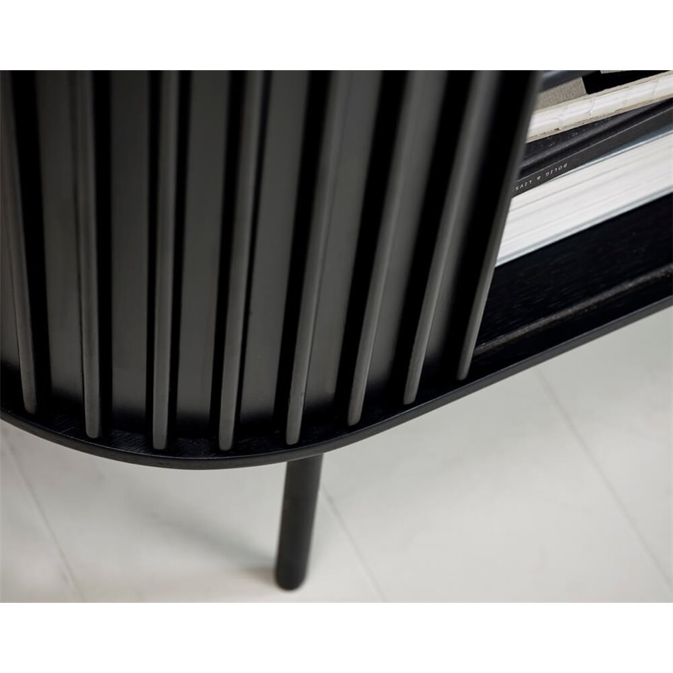 Cabinet Usien, black, oak veneer/solid oak, H125x110x45cm