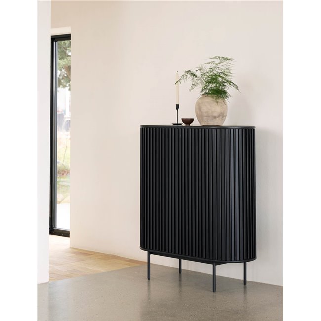 Cabinet Usien, black, oak veneer/solid oak, H125x110x45cm