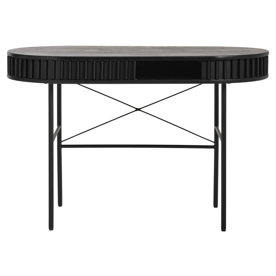 Office table Usien, black, oak veneer/solid oak, H75x120x60cm