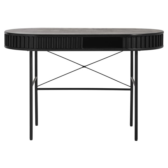 Office table Usien, black, oak veneer/solid oak, H75x120x60cm