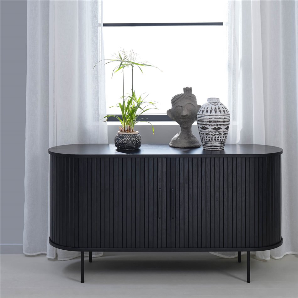 Sideboard Nola, black oak veneer/MDF, H76x140x45cm