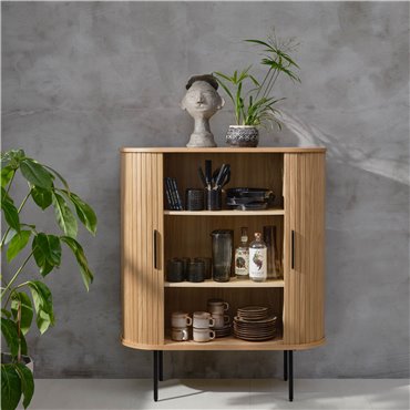 Cabinet Nola, natural color, metal/oak veneer/MDF, H118x100x40cm