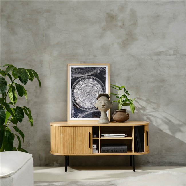 TV table Nola, natural color, metal/oak veneer/MDF, H56x120x40cm