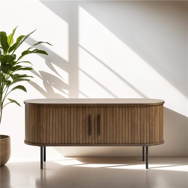 TV table Nola, smoked oak color, metal/oak veneer/MDF, H56x120x40cm