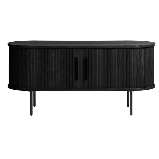 TV table Nola, black, metal/oak veneer/MDF, H56x120x40cm