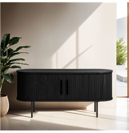 TV table Nola, black, metal/oak veneer/MDF, H56x120x40cm