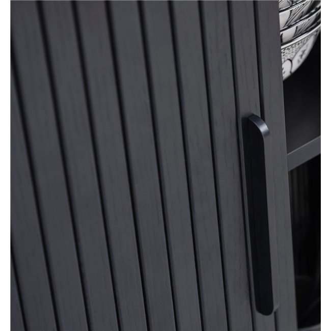 TV table Nola, black, metal/oak veneer/MDF, H56x120x40cm