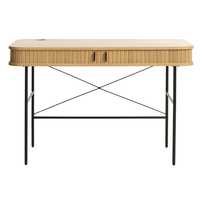 Desk Nola, natural/black, metal/oak veneer/MDF, H75x120x60cm