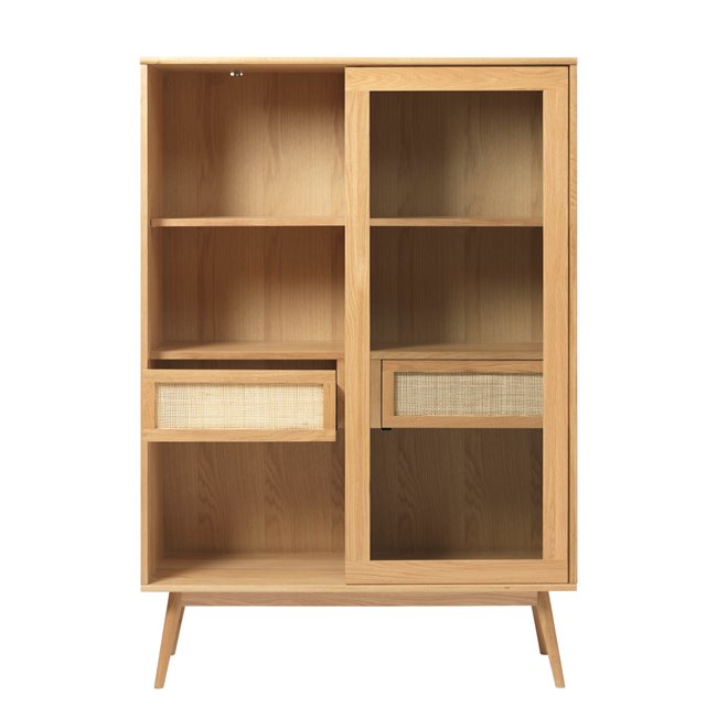 Витрина Ubarali, натурального цвета, шпон дуба/MDF/стекло, H160x110x40см